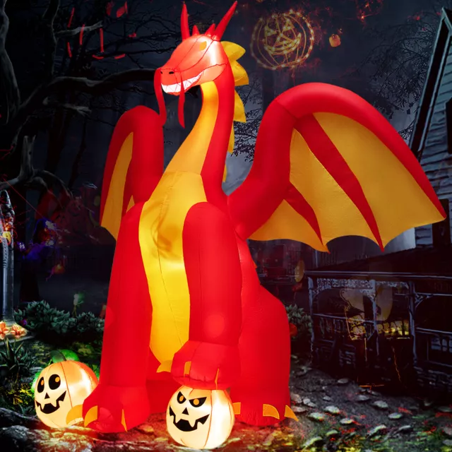6 FT INFLATABLE Giant Animated Fire Dragon Outdoor Halloween Decor w