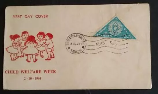 098.PAKISTAN 1961 Briefmarke Kinder Wohlfahrt Woche FDC