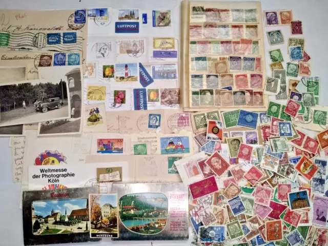 Lot Timbres Allemagne + Cartes Postales + Divers -  Vintage Stamps