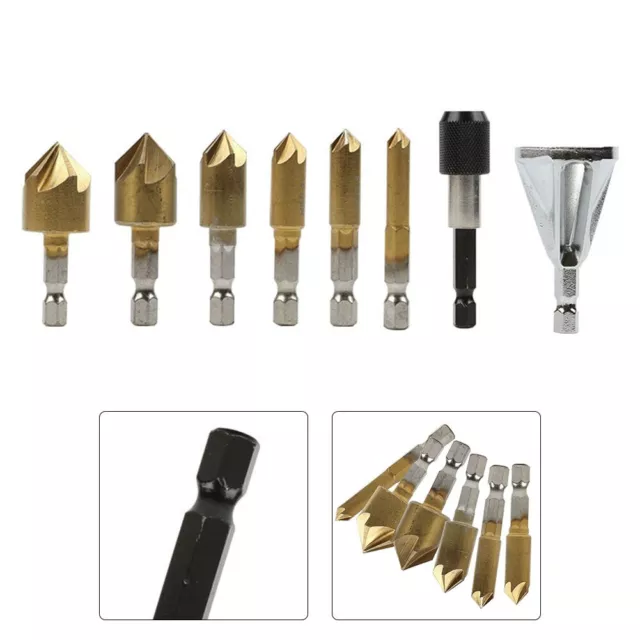 Efficient Chamfering with 8 Piece HSS Countersink Drill Bit Set 90 Degree Angle
