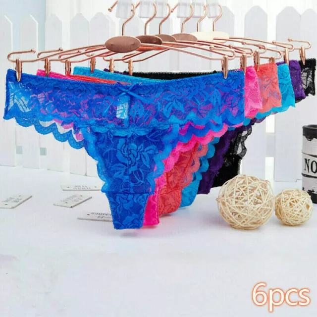6X Pack Women Sexy Lace Briefs Underwear Panties Knickers Lace G-string Thongs X