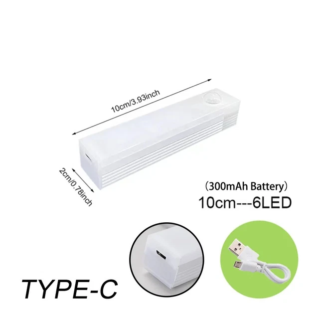 LED Wireless Motion Sensor Night Light – USB Rechargeable, White, For Kitchen Or Bedroom