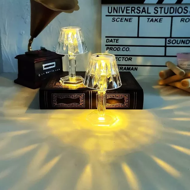 Mini Lampada Tavolo Comodino Diamantata Effetto Cristallo Luce Calda Decorativa 2