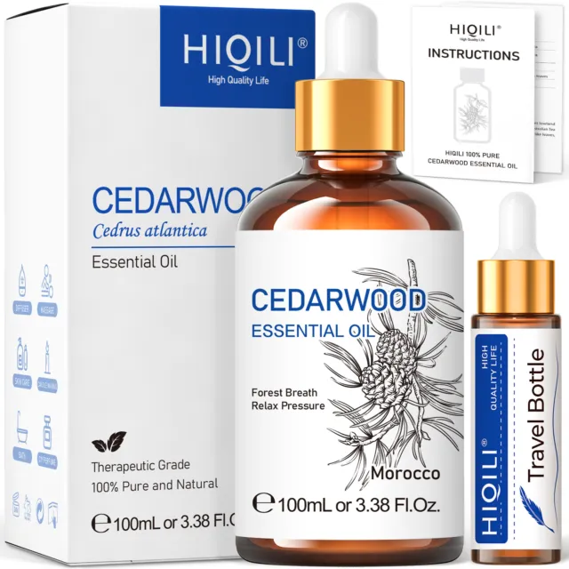 HIQILI 100ml Cedarwood Essential Oil 100% Pure Natural Cedar Oil Diffuser Aroma