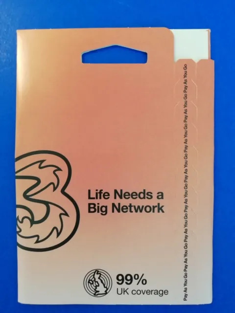Network Three 3 Payg Trio Sim Card With 35-15-10 Plan