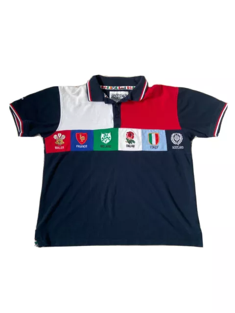 Cotton Traders Classic Rugby Shirt Jersey Polo Short Sleeve Six Nations Large