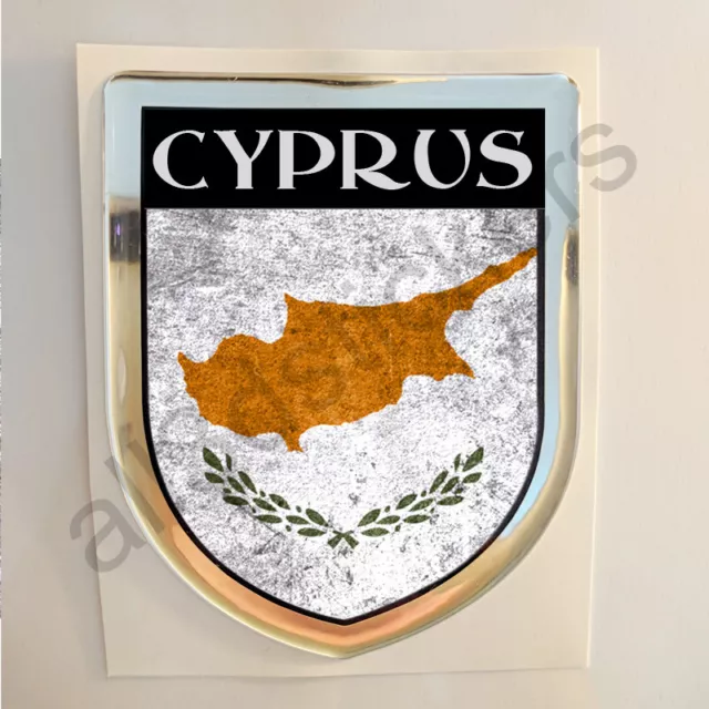 Cipro Adesivi Scudetto 3D Bandiera Sporco Resinato Adesivo Vinile Resinati