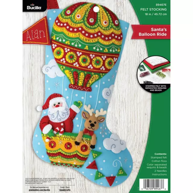 Bucilla Felt Stocking Applique Kit 18 Long Santa's Sleigh