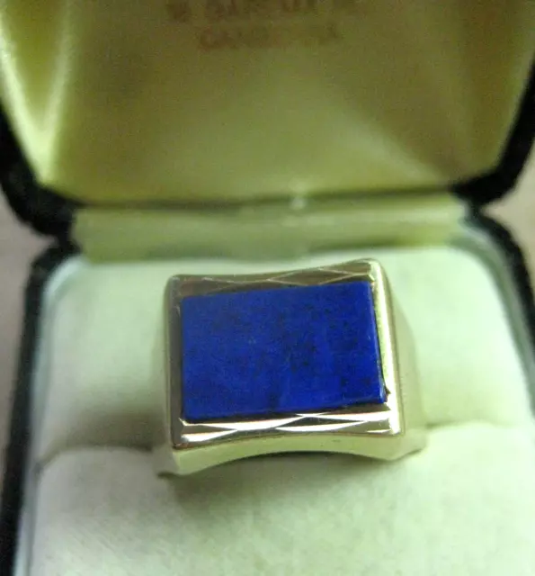 Sixties Goldring großer goldener Herrenring Lapislazuli 333 Siegelring 22 mm