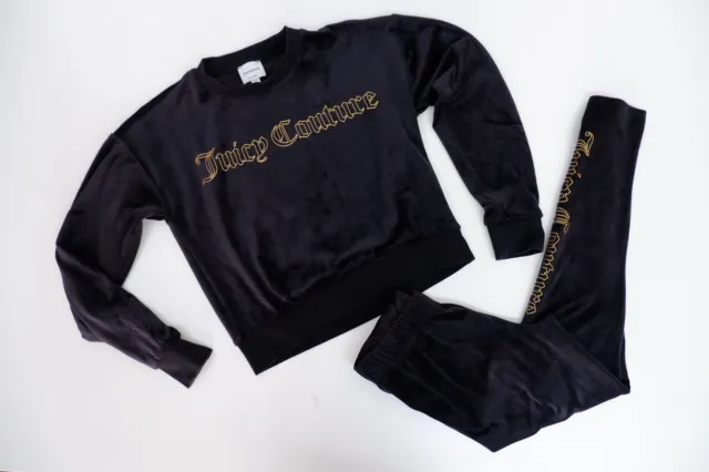 Set tuta velluto Juicy Couture per ragazze età 10-11 anni leggings top neri