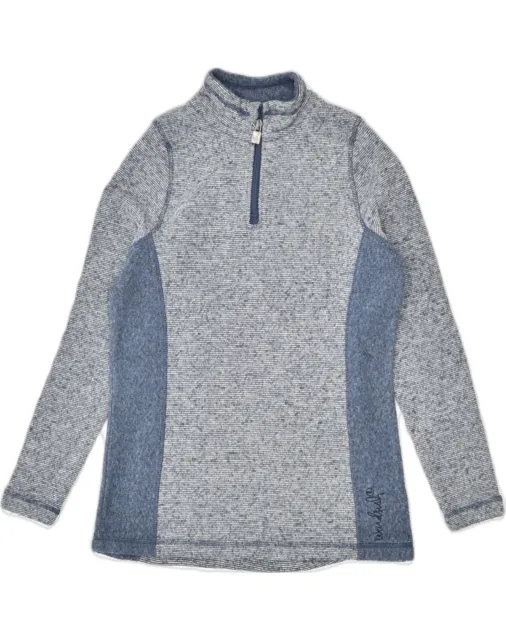 WEIRD FISH Womens Zip Neck Jumper Sweater UK 14 Medium Grey Colourblock VI47