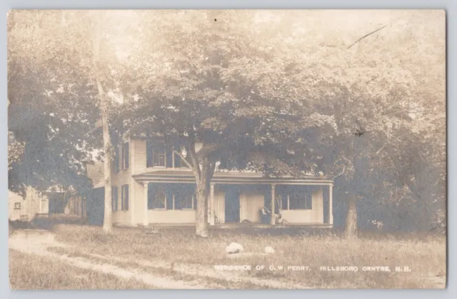 Postcard RPPC Photo New Hampshire Hillsboro Residence Of CW Perry Vintage