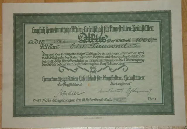 Gagfah Gemeinnützige Aktien-Gesellschaft für Angestellten-Heimstätten 1935