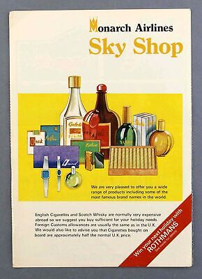 Monarch Airlines Vintage Airline Sky Shop Brochure With Inflight Bar Tariff 1976