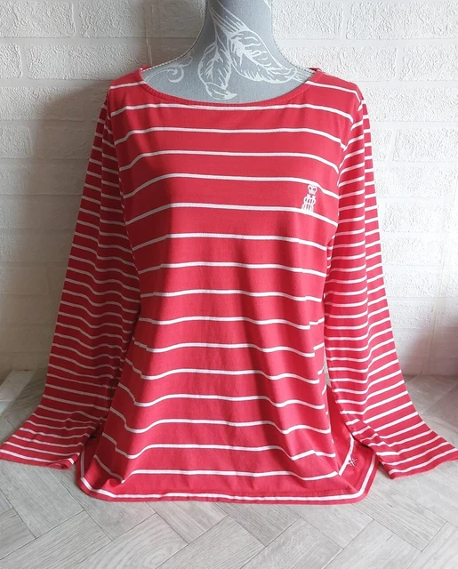 CREW Clothing Henley Royal Regatta Women's UK 18 Red Long Sleeve Striped Top