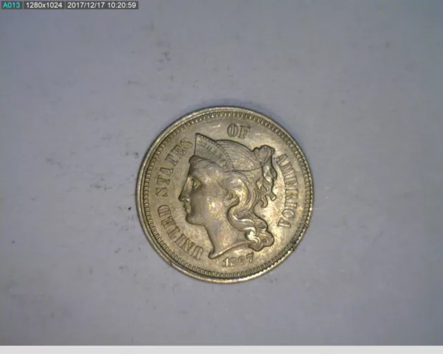 1867 3C Three Cent Nickel (7-244 4m2)