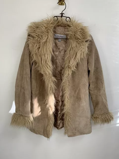 Vintage Wilsons Leather Suede Faux Fur Penny Lane Boho Coat Oversized Size S