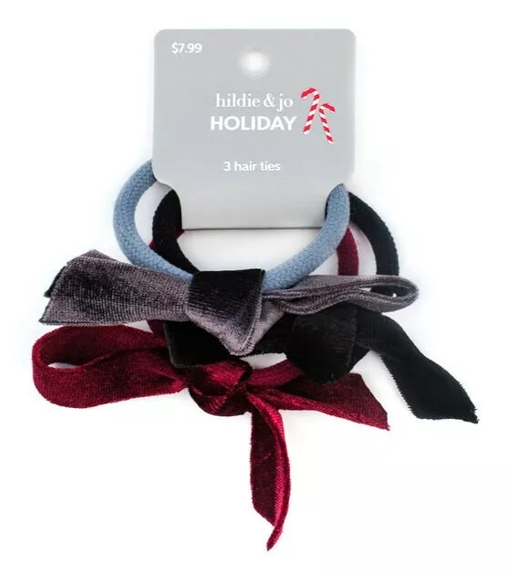 New Hildie & Jo Holiday Velour 3 Pkg Hair Ties Trendy Fashionable Hair Accessory