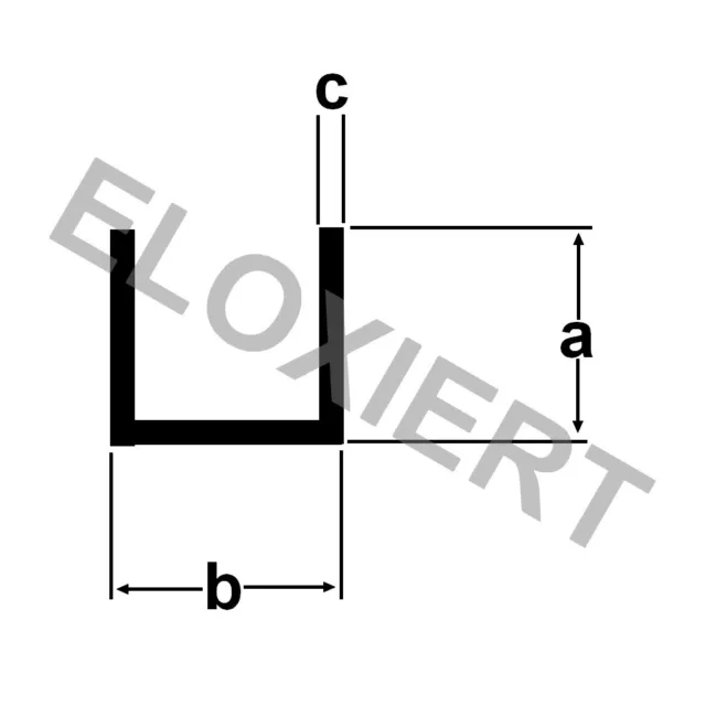 Alu U-Profil ELOXIERT 1 Meter E6/EV1 Aluprofil Aluminium