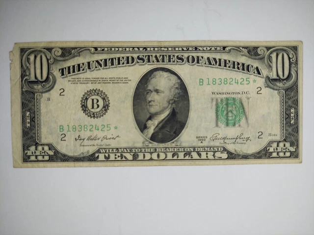 1950 A $10 Ten Dollar Bill Star note Federal Reserve Note -- US Currency
