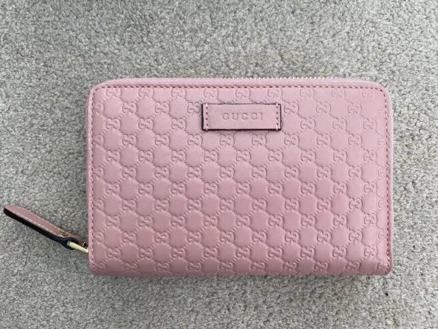 Gucci Pink Microguccissima Leather Zip Around Wallet