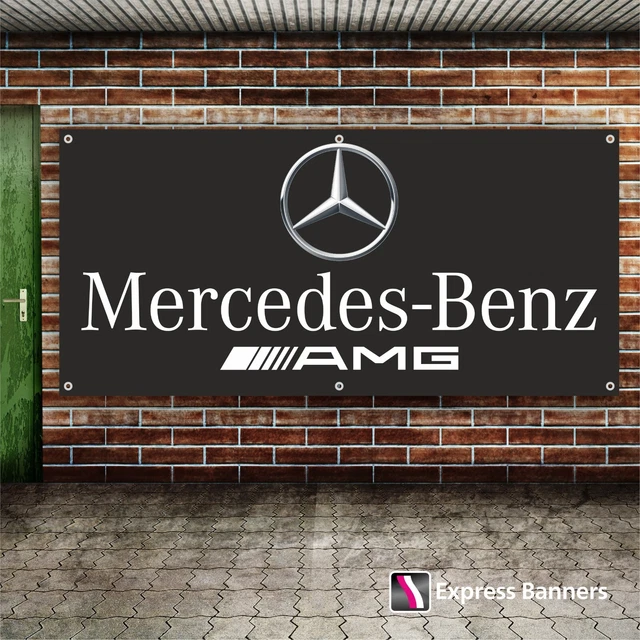MERCEDES BENZ CLASSIC Logo PVC Workshop Garage banner sign waterproof ...