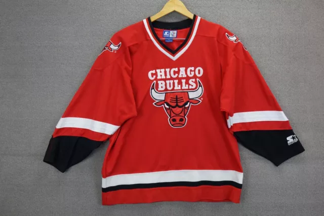 VINTAGE STARTER CHICAGO Bulls Hockey Jersey JORDAN Mens Size Large $49.95 -  PicClick