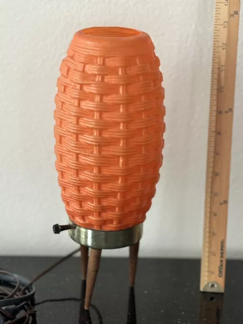 Mid Century Tripod Beehive Lamp Orange