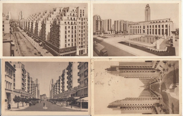 Lot de 4 cartes postales anciennes old postcards VILLEURBANNE RHONE cités 2