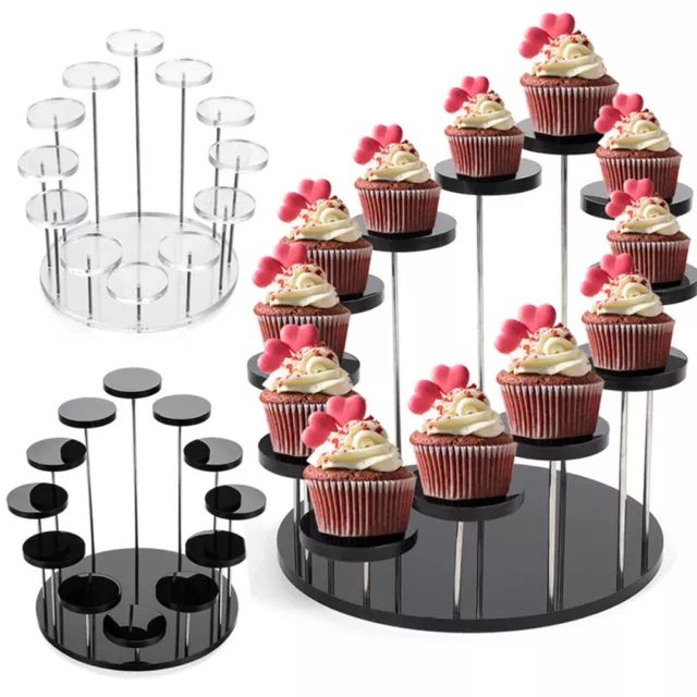 Multi-Layer Cupcake Stand Acrylic Tiered Serving Round Cupcake Tower for Party