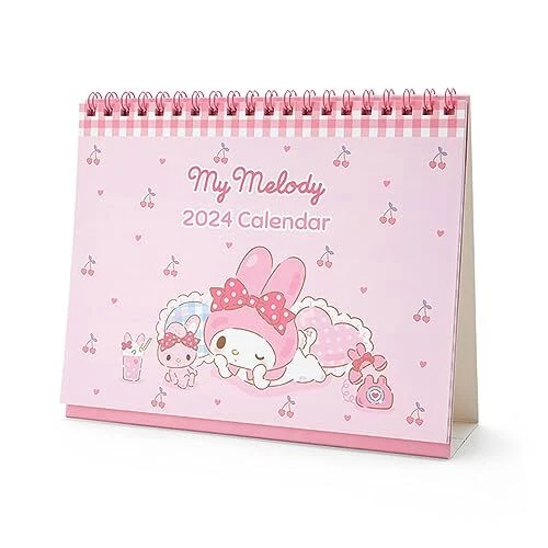 2024 SANRIO MY Melody Desktop Ring Calendar With Schedule Stickers