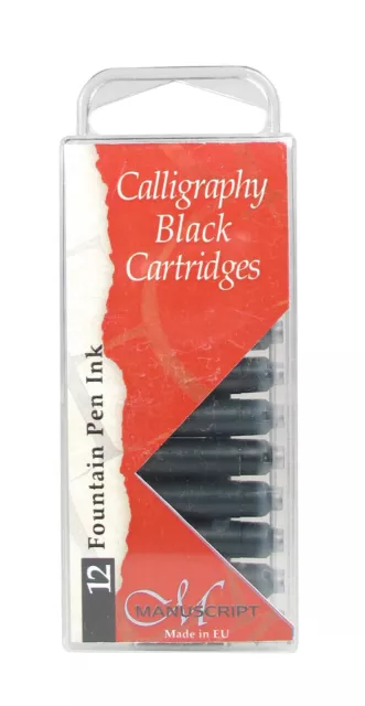 12 Black Manuscript Ink Cartridges International Size Fountain Pen Mc0461Cb