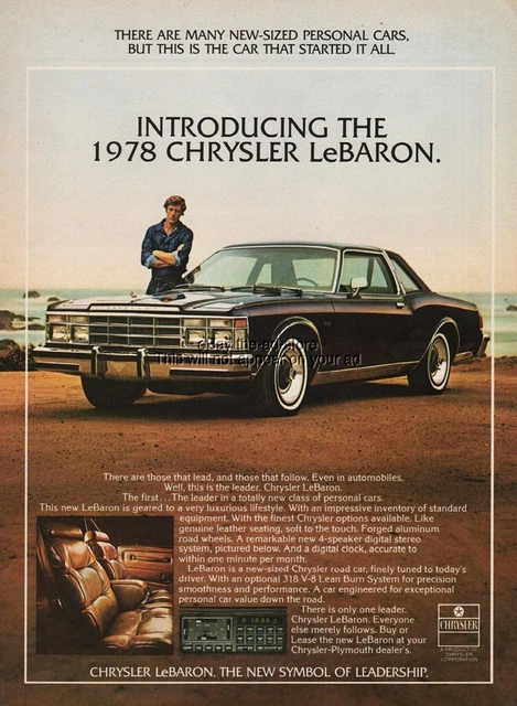 1978 Chrysler LeBaron Black Coupe Introduction Vintage Automobile Photo Ad Ad