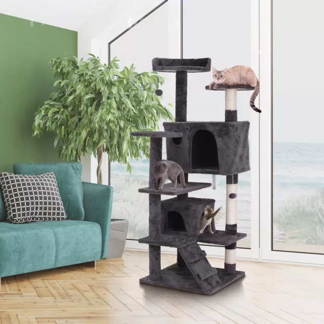 55" Cat Tree Tower Activity Center Large Playing House Condo Rest Multi Level