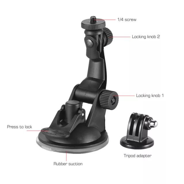 Action  Accessories Car Suction Cup Mount + Tripod  for GoPro E4C2 3