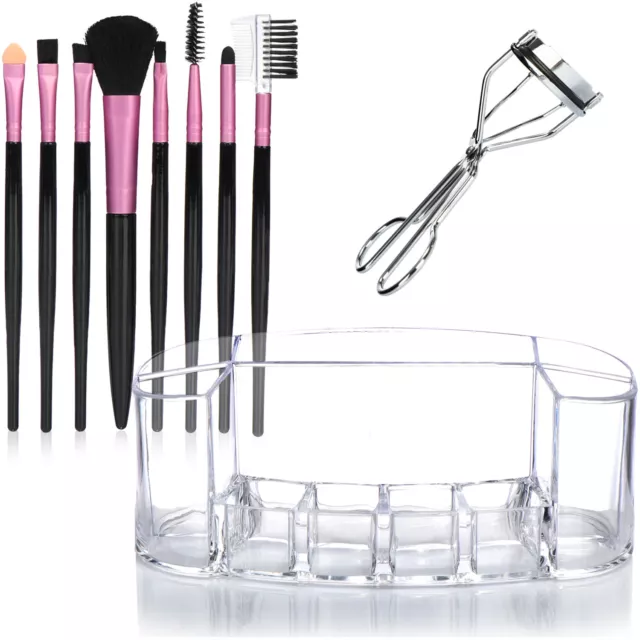 10-tlg Make-Up Set - Wimpernzange, Kosmetikpinsel & Organizer [Auswahl variiert]