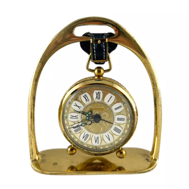 Vintage 1950s West Gemany Brass Filigree Hanging Alarm Clock - Not Working