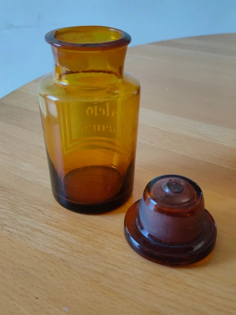 ANTICO VASO CONTENITORE Laboratorio Farmacia CALCIO CLORURO  in vetro ambrato 3