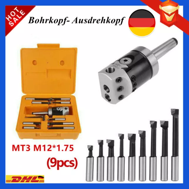 Profi Bohrkopf Ausdrehkopf Set 50 mm MK3 / M12 F1-12 Bohrkopf Bohrstangen