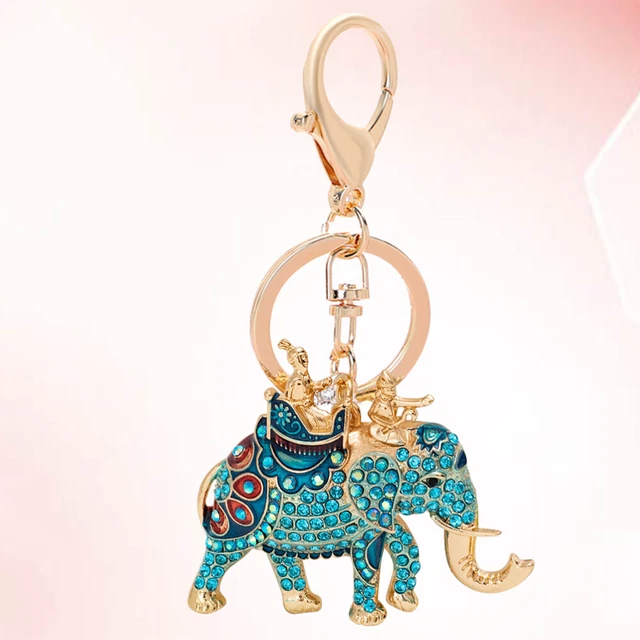 Elephant Key Charm Rhinestone Elephant Keychain Keychains Car Keys Accessories 4