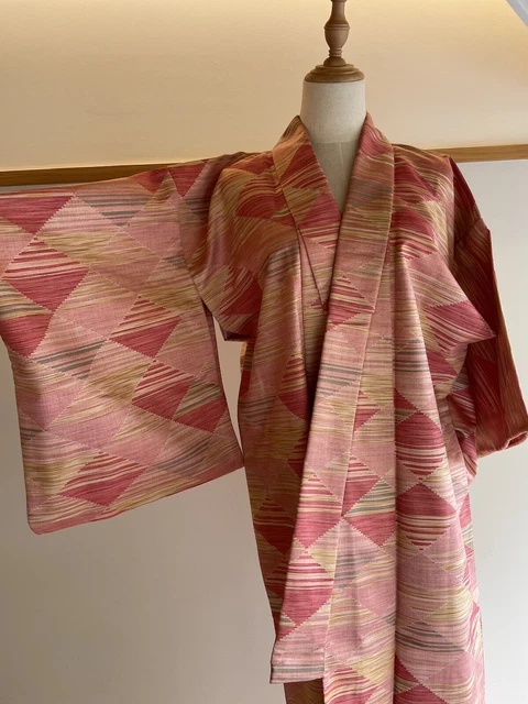 H&A Vintage Japanese KIMONO Dress cardigan Pink Yukata from Japan women Men