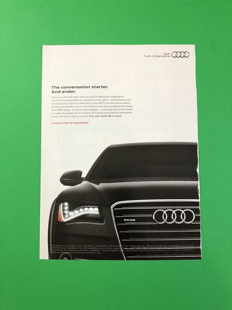 2011 2012 Audi A8 A 8 Vintage Original Print Ad Advertisement Printed