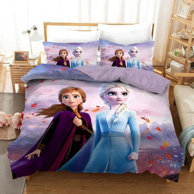 Cartoon Disney Frozen Characters Elsa Quilt Duvet Cover Set Bedclothes Bed Linen