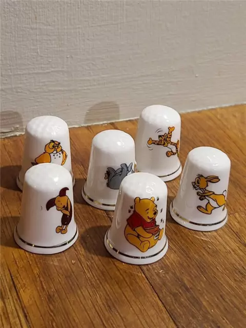 6 "Winnie the Pooh" and Friends English Bone China Thimbles