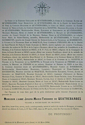 LEGRAND Marie Theresienne FAIRE PART Ternisien OMONT Falaise OISSEL Mouy 1896 