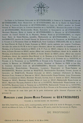 LEGRAND Marie Theresienne FAIRE PART Ternisien OMONT Falaise OISSEL Mouy 1896 