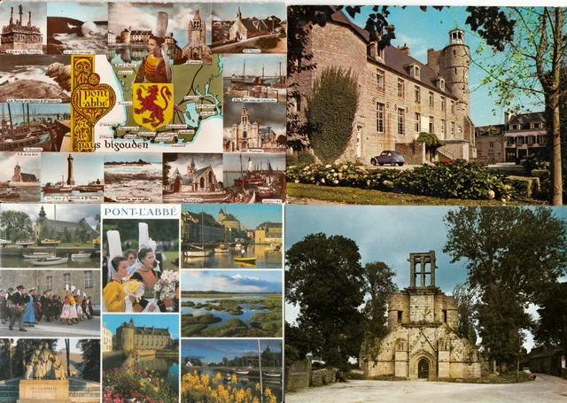 LOT DE 4 cartes postales postcards 10x15cm PONT-L'ABBE FINISTERE ...