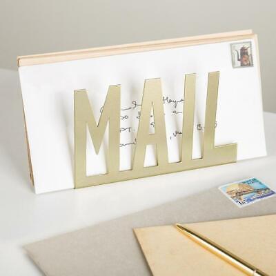 Modern Brass-Tone Metal Cutout-Design Desktop Snail MAIL Holder/Letter Organizer