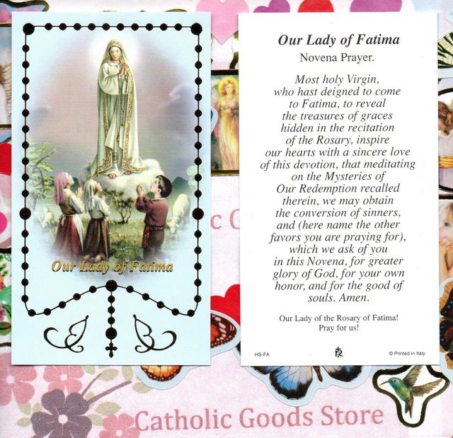 OUR LADY OF Fatima - Novena Prayer - Paperstock Holy Card £1.50 ...