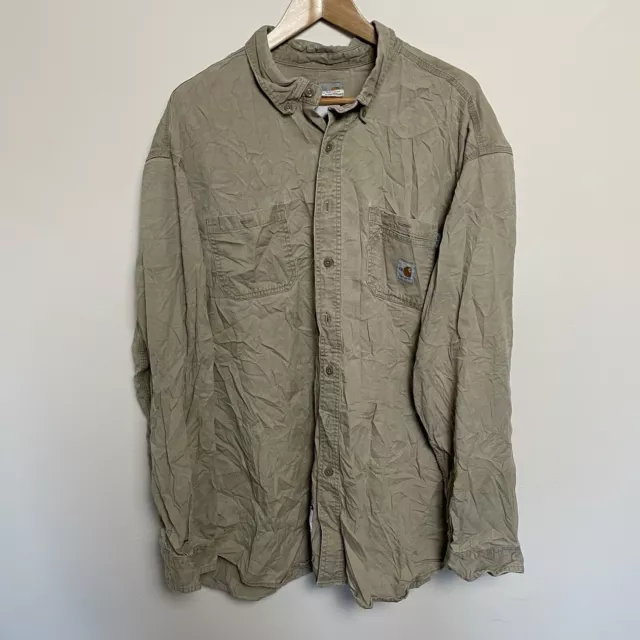 Carhartt Work Overshirt Men's 3XL Beige Flame Resistant Shirt